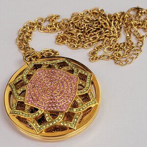 Stunning Joan Rivers Rhinestone Watch Pendant Chain Necklace